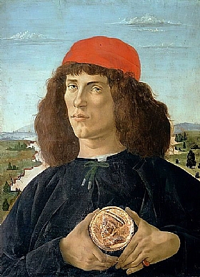 Sandro Botticelli, Homme tenant une médaille - GRANDS PEINTRES / Botticelli